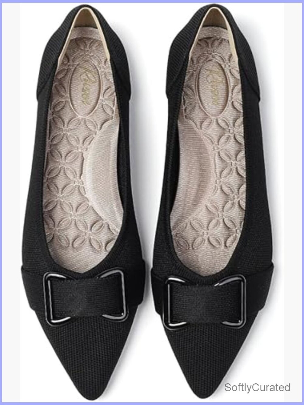 Knit Ballet Flats With Arch Support, Pointed Toe Work Shoes